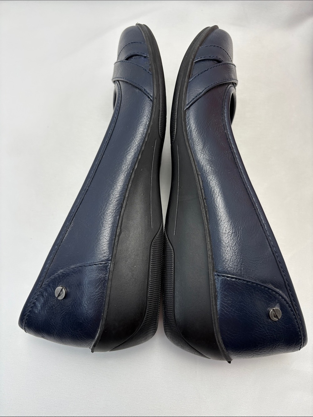Life Stride Memory Foam Women 8.5 Navy Leather Slip-On Ballet Flats#410 - Picture 9 of 14